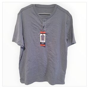NWT GAP Mens Henley T Shirt Medium Blue Gray Short Sleeve Cotton